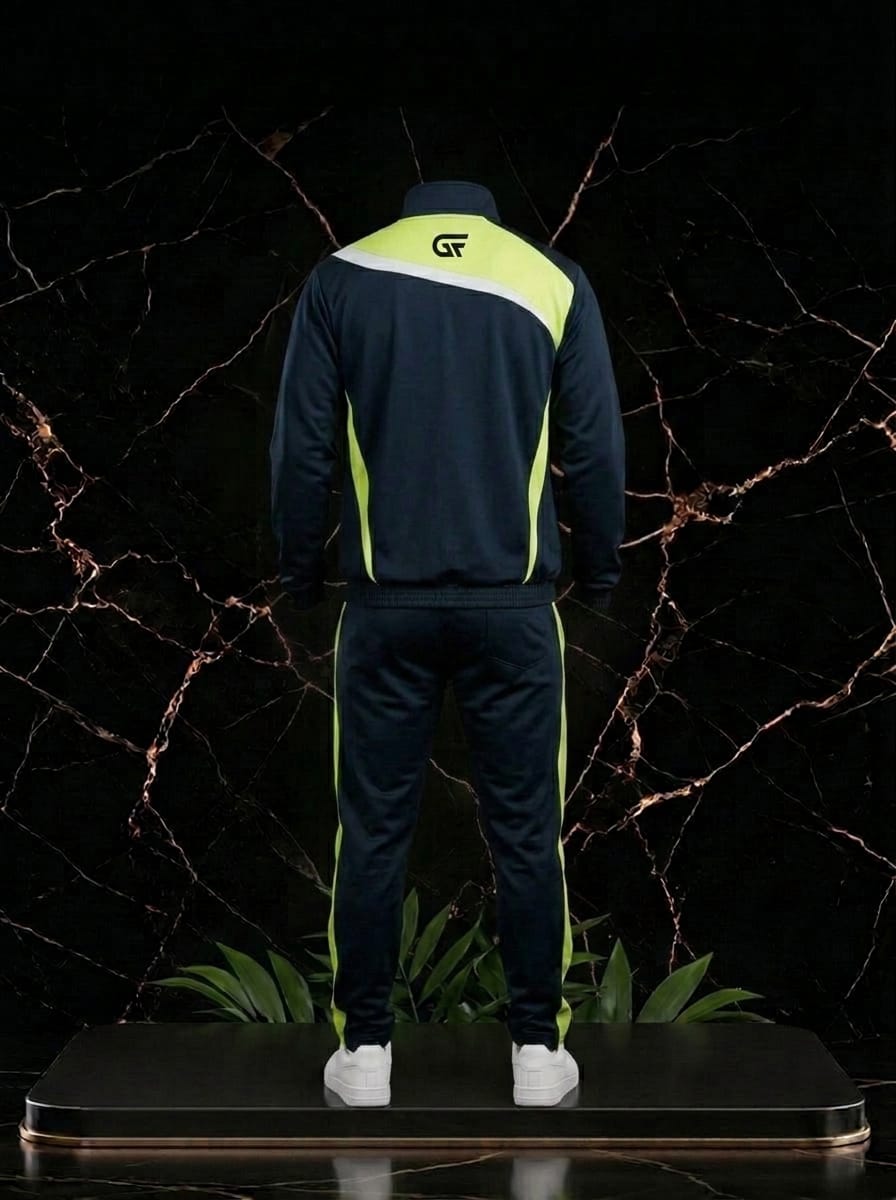Custom Navy & Neon Green Tracksuit | Premium Team Training Suit | OEM Sportswear Manufacturer
