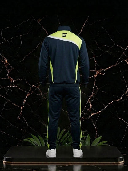 Custom Navy & Neon Green Tracksuit | Premium Team Training Suit | OEM Sportswear Manufacturer