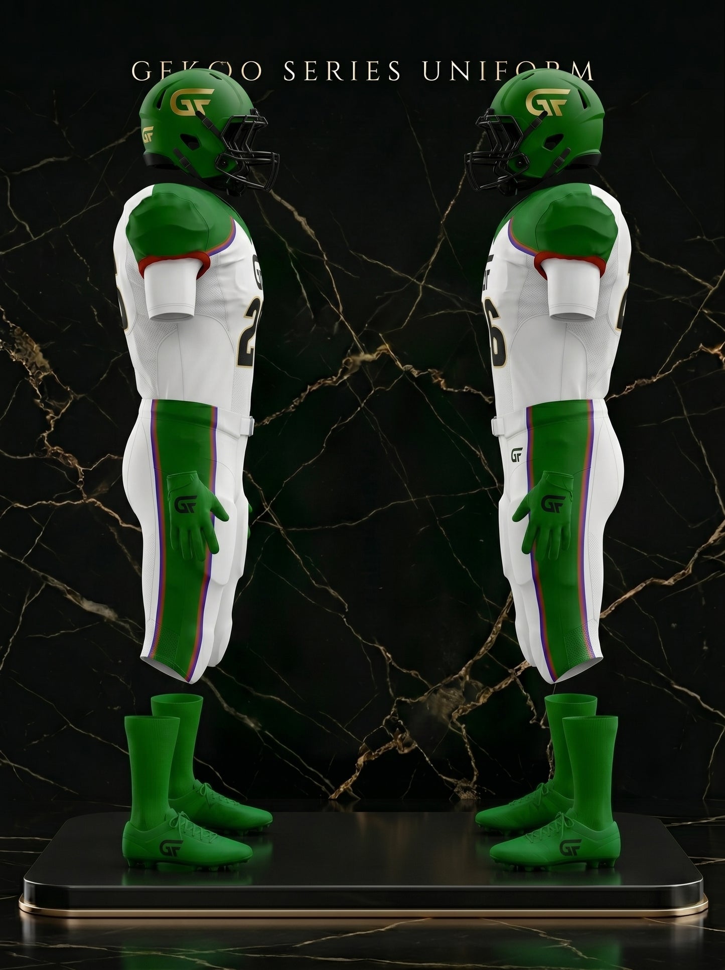 White & Green Custom American Football Uniform | Elite Team Jersey & Pants Set | Glore Fashion