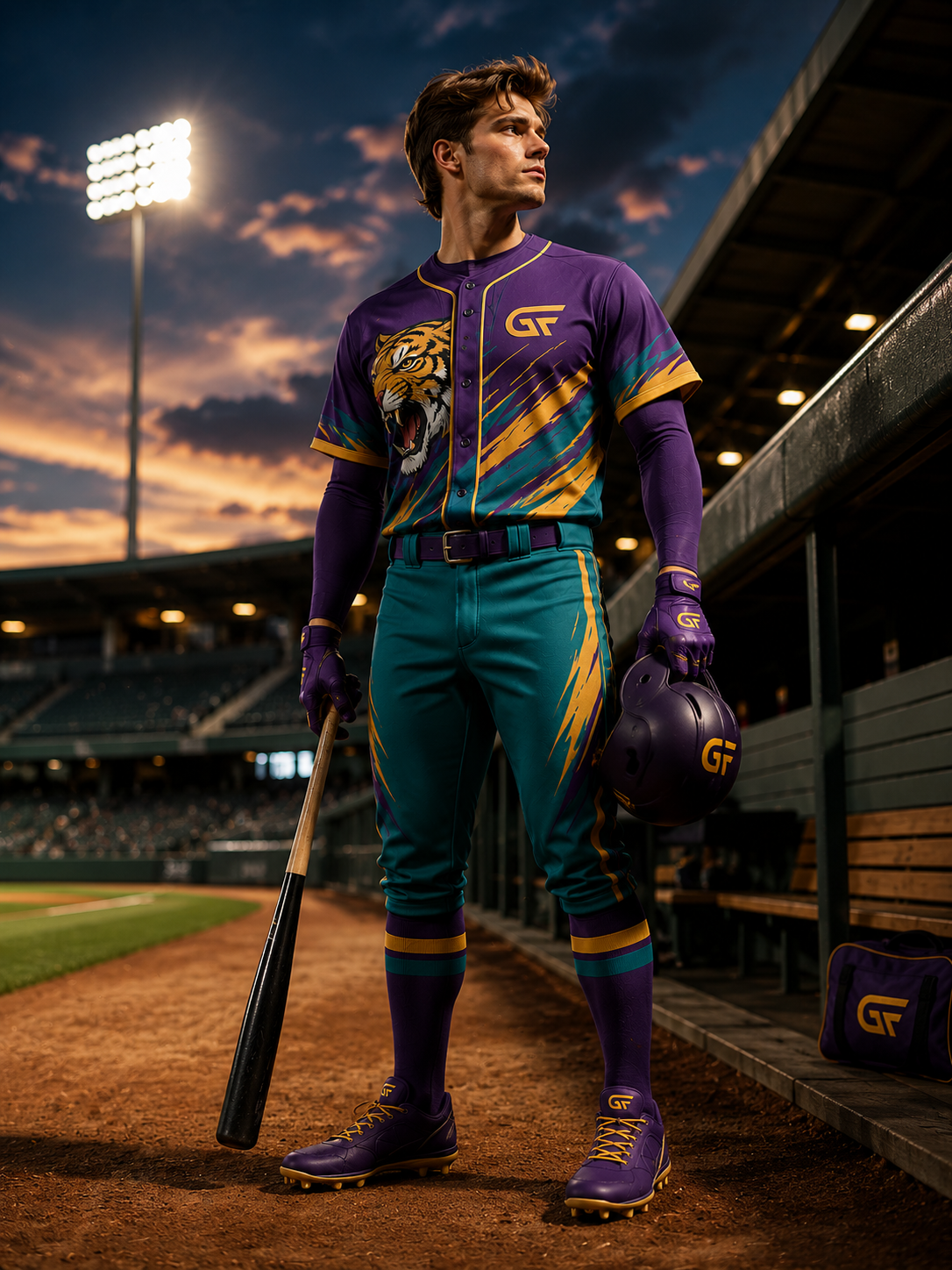 Purple Tiger Custom Baseball Uniform Set | Sublimated Team Jersey & Pants | Glore Fashion