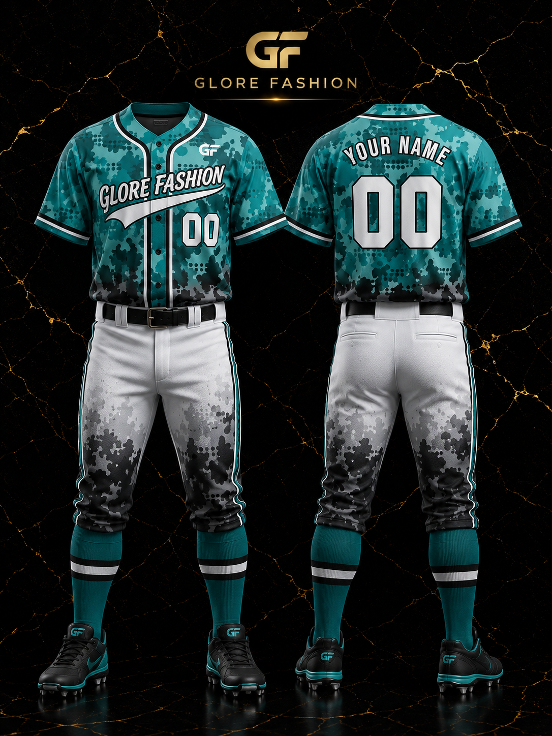 Dynamic Wave Baseball Uniform | Custom Sublimated Baseball Jersey & Pants | Glore Fashion