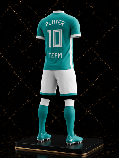 Custom Teal & White Soccer Uniform | Sublimated Football Jersey & Shorts | Personalized Team Kit | Glore Fashion