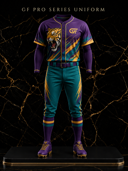 Purple Tiger Custom Baseball Uniform Set | Sublimated Team Jersey & Pants | Glore Fashion