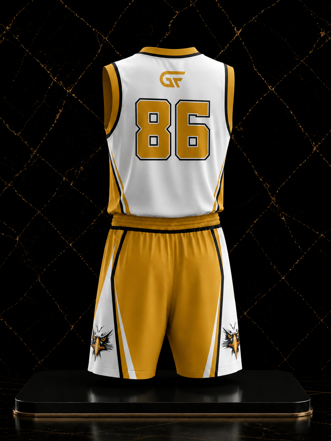 Custom Reversible Basketball Uniform – White & Gold | Personalized Team Jerseys | Glore Fashion