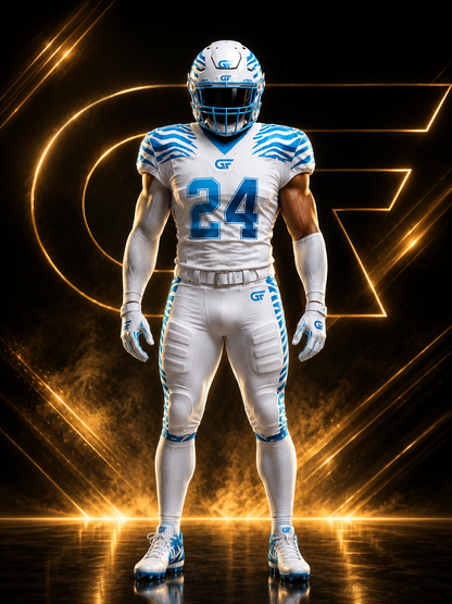 White Cyan Custom American Football Uniform | Zebra Wave Elite Series | Glore Fashion