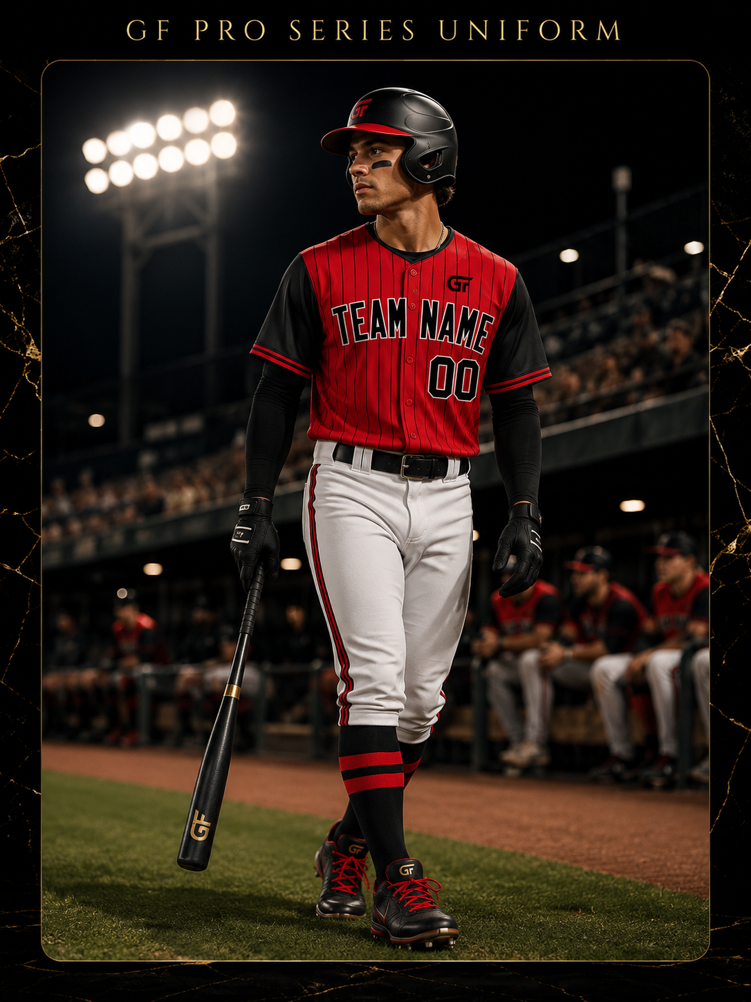 Red Pinstripe Custom Baseball Uniform | Personalized Team Jersey & Pants | Glore Fashion