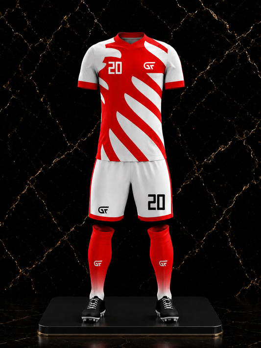 Custom Red & White Soccer Uniform | Personalized Football Jersey Set | Sublimation Team Kit | Glore Fashion