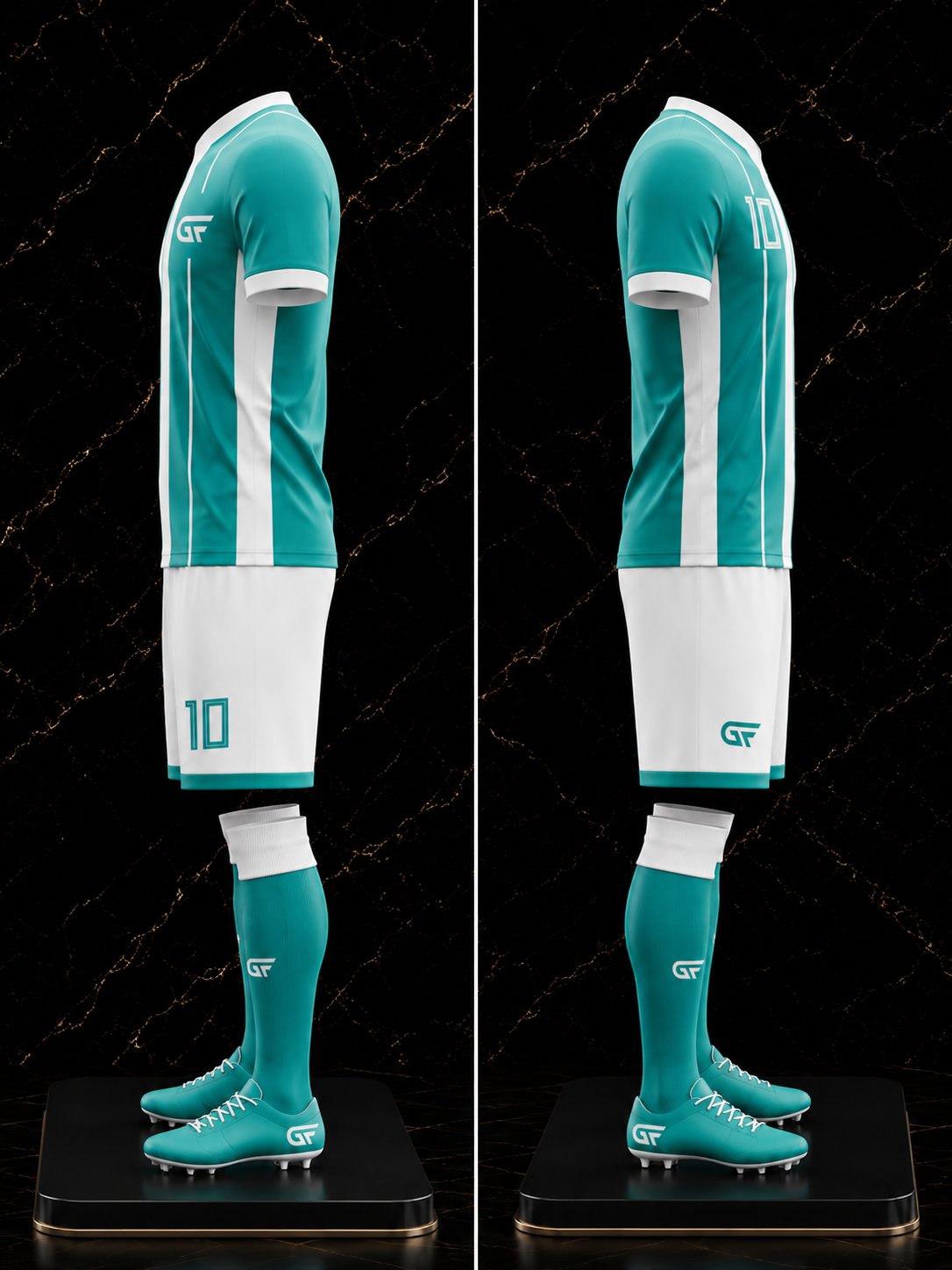 Custom Teal & White Soccer Uniform | Sublimated Football Jersey & Shorts | Personalized Team Kit | Glore Fashion