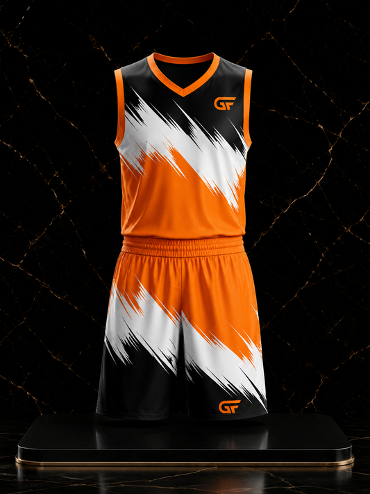 Custom Orange Basketball Uniform | Sublimated Team Jersey & Shorts | Fully Customizable | Glore Fashion