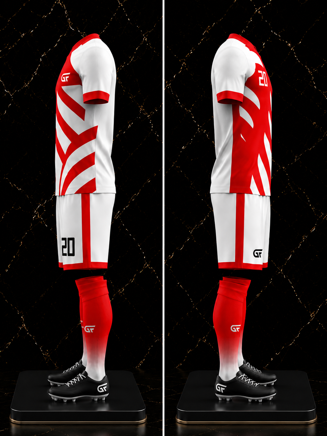 Custom Red & White Soccer Uniform | Personalized Football Jersey Set | Sublimation Team Kit | Glore Fashion